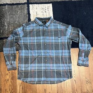 Men's Blue Plaid Casual Button Down Shirt